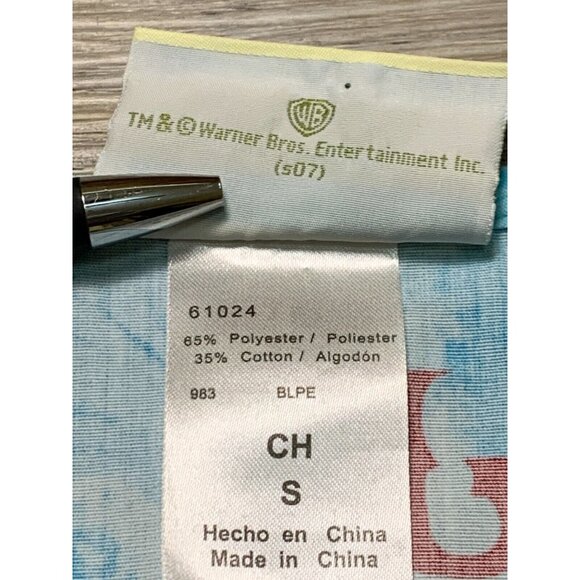 Looney Tunes Tweety Christmas Scrub Top Size S Blue Cartoon Print V-Neck Holiday - Picture 10 of 16